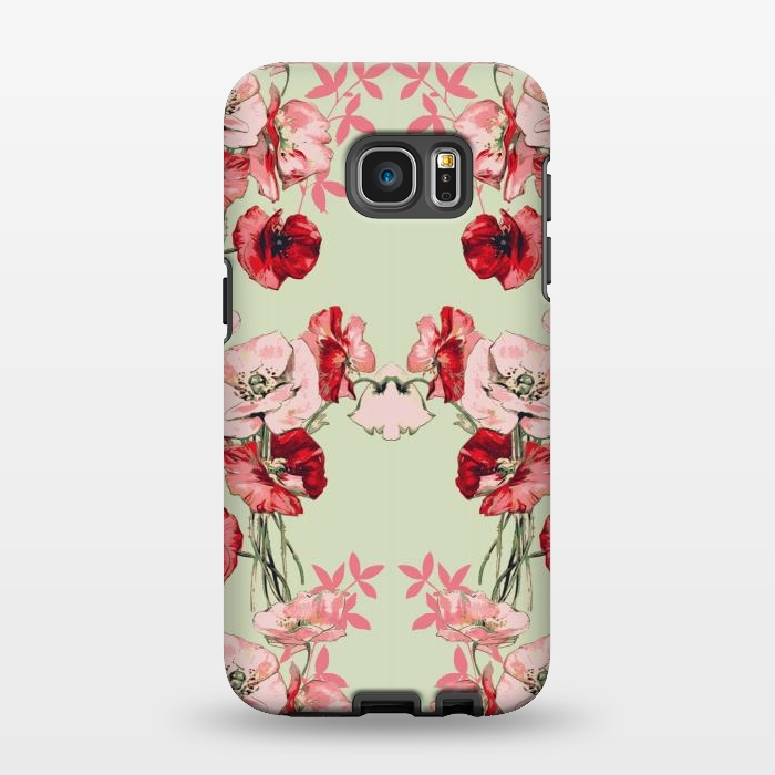 Galaxy S7 EDGE StrongFit Dramatic Florals (Red) by Zala Farah