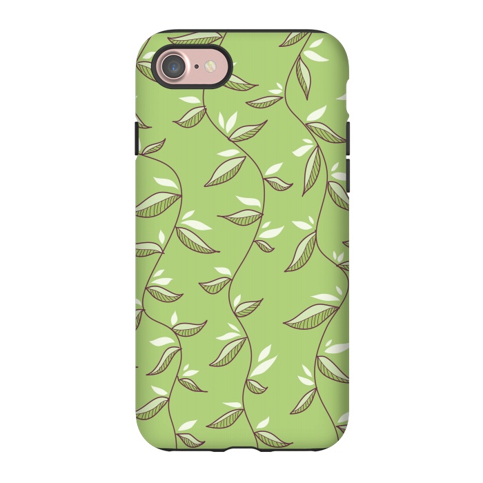 iPhone 7 StrongFit Green Leaves And Lianas Pattern by Boriana Giormova