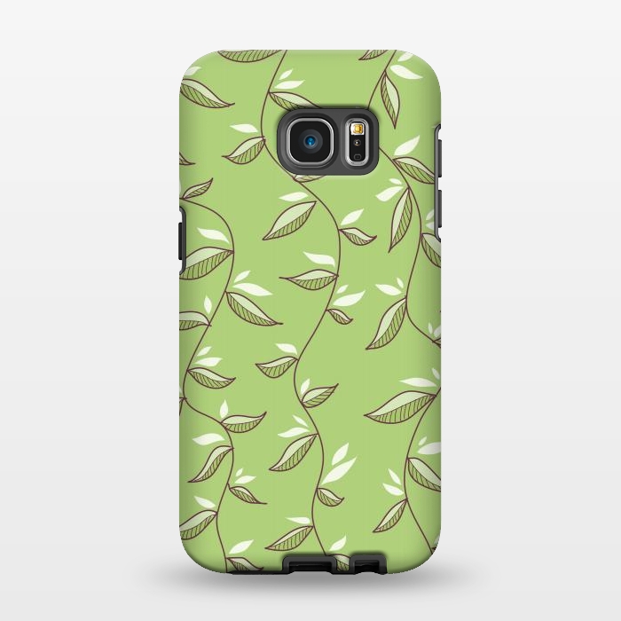 Galaxy S7 EDGE StrongFit Green Leaves And Lianas Pattern by Boriana Giormova
