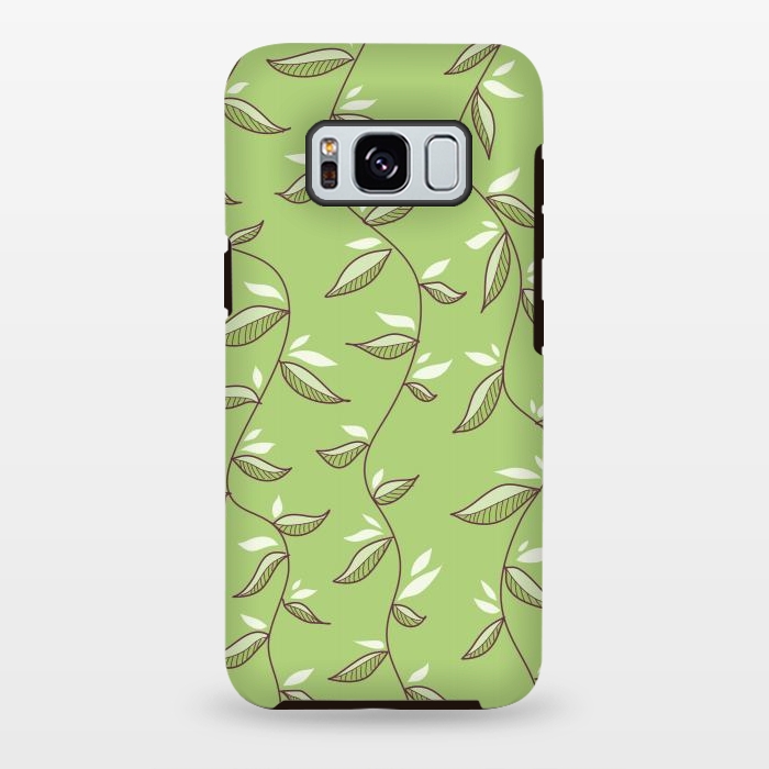 Galaxy S8 plus StrongFit Green Leaves And Lianas Pattern by Boriana Giormova