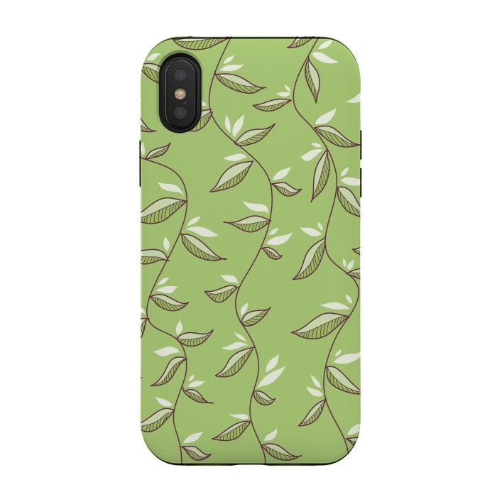 iPhone Xs / X StrongFit Green Leaves And Lianas Pattern by Boriana Giormova