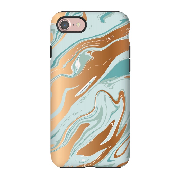 iPhone 7 StrongFit Liquid Green Marble and Gold 006 by Jelena Obradovic