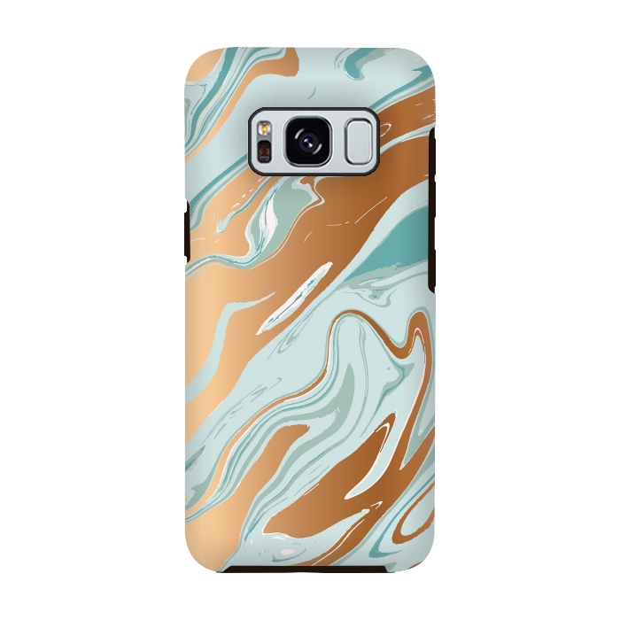Galaxy S8 StrongFit Liquid Green Marble and Gold 006 by Jelena Obradovic