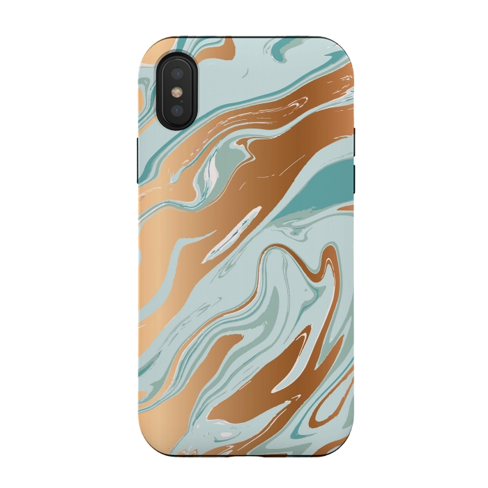iPhone Xs / X StrongFit Liquid Green Marble and Gold 006 by Jelena Obradovic