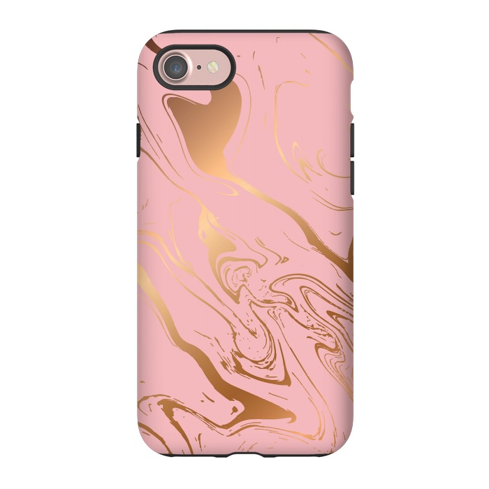 iPhone 7 StrongFit Liquid marble texture design, pink and gold by Jelena Obradovic