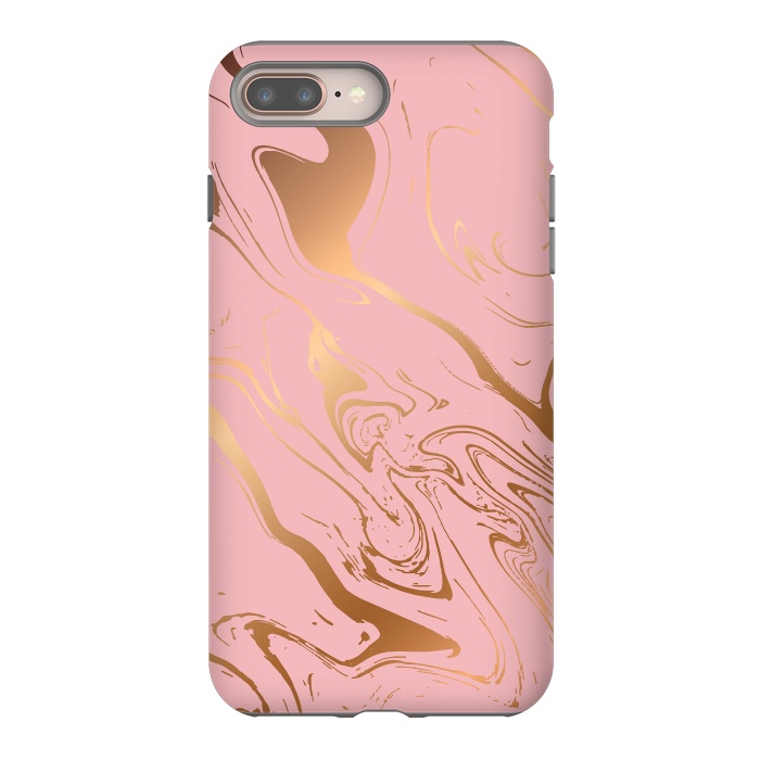 iPhone 7 plus StrongFit Liquid marble texture design, pink and gold by Jelena Obradovic