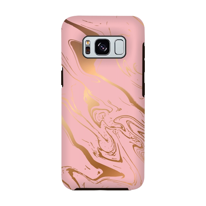 Galaxy S8 StrongFit Liquid marble texture design, pink and gold by Jelena Obradovic