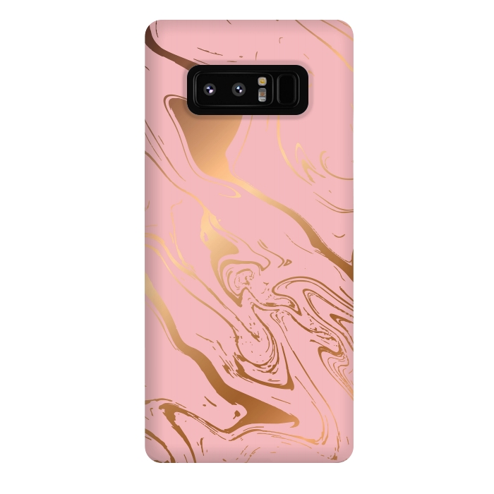 Galaxy Note 8 StrongFit Liquid marble texture design, pink and gold by Jelena Obradovic
