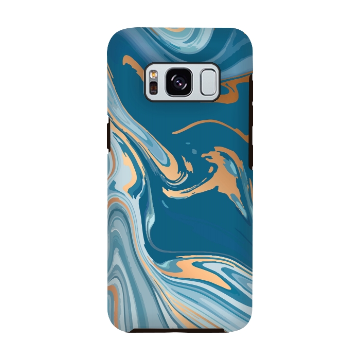 Galaxy S8 StrongFit Liquid Blue Marble and Gold 014 by Jelena Obradovic