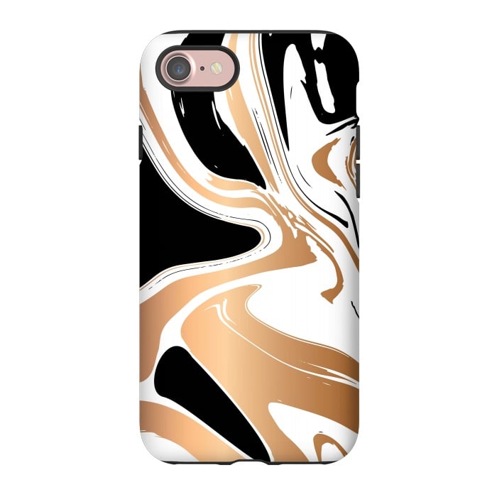 iPhone 7 StrongFit Black and Gold Marble 027 by Jelena Obradovic