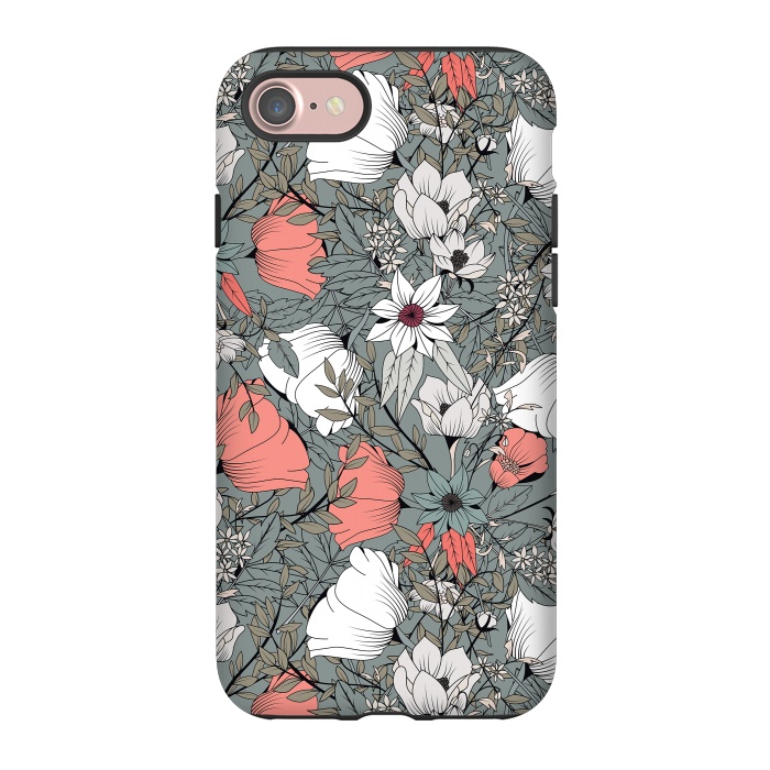 iPhone 7 StrongFit Botanical Pattern Gray by Jelena Obradovic