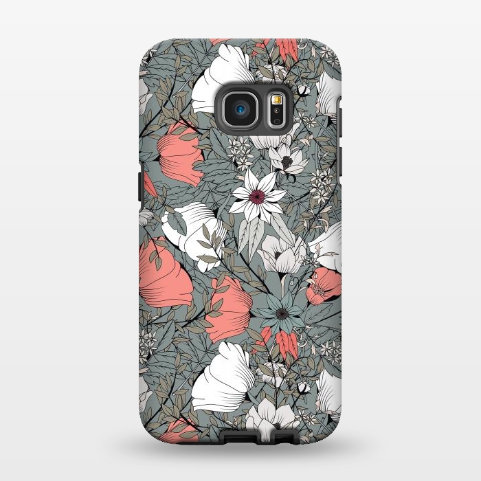 Galaxy S7 EDGE StrongFit Botanical Pattern Gray by Jelena Obradovic