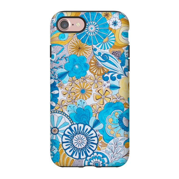 iPhone 7 StrongFit Seventies Psychedelic Blooms by Paula Ohreen
