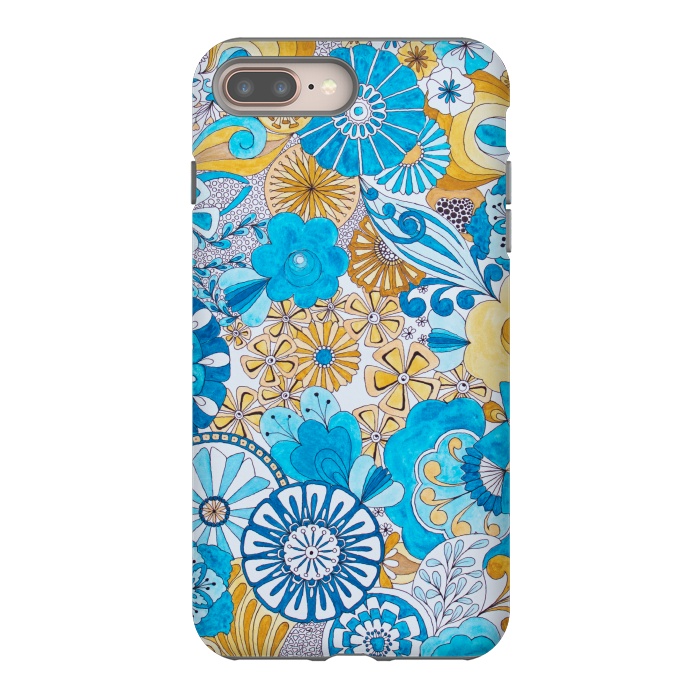 iPhone 7 plus StrongFit Seventies Psychedelic Blooms by Paula Ohreen
