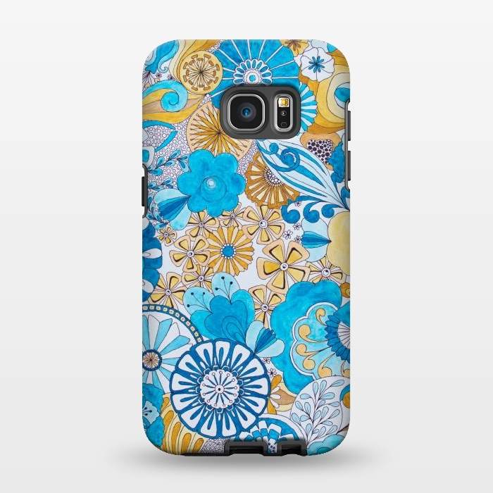 Galaxy S7 EDGE StrongFit Seventies Psychedelic Blooms by Paula Ohreen
