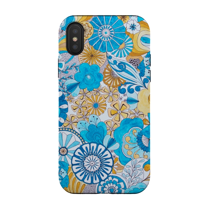 iPhone Xs / X StrongFit Seventies Psychedelic Blooms by Paula Ohreen