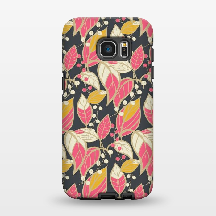 Galaxy S7 EDGE StrongFit Seamless floral pattern with hand drawn leaves 002 by Jelena Obradovic