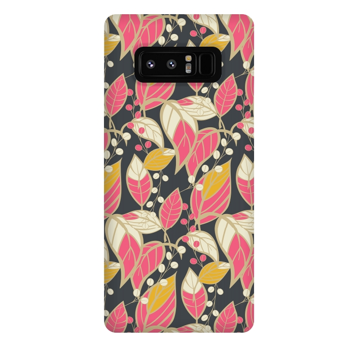 Galaxy Note 8 StrongFit Seamless floral pattern with hand drawn leaves 002 by Jelena Obradovic