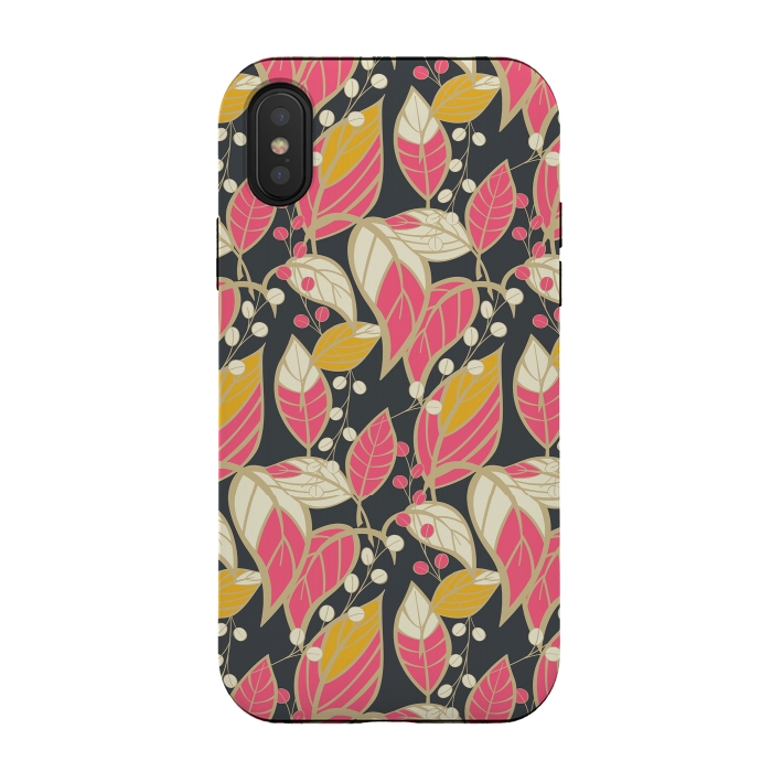 iPhone Xs / X StrongFit Seamless floral pattern with hand drawn leaves 002 by Jelena Obradovic