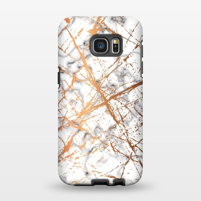 Galaxy S7 EDGE StrongFit Marble Texture and Gold Splatter 039 by Jelena Obradovic