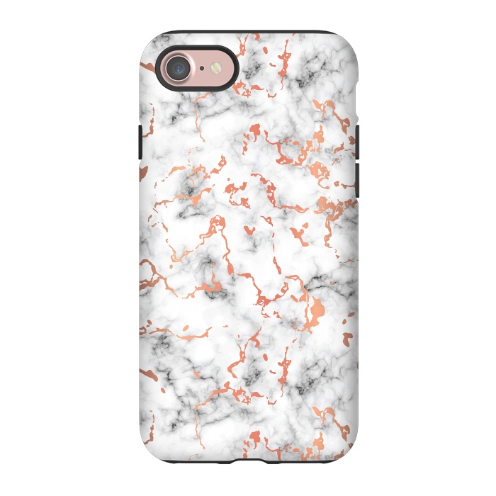 iPhone 7 StrongFit Marble Texture with Copper Splatter 041 by Jelena Obradovic