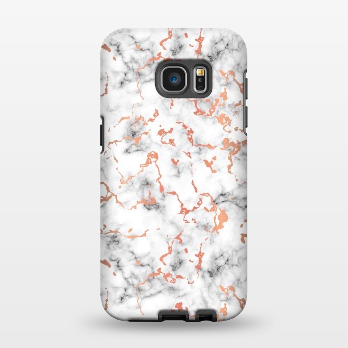 Galaxy S7 EDGE StrongFit Marble Texture with Copper Splatter 041 by Jelena Obradovic