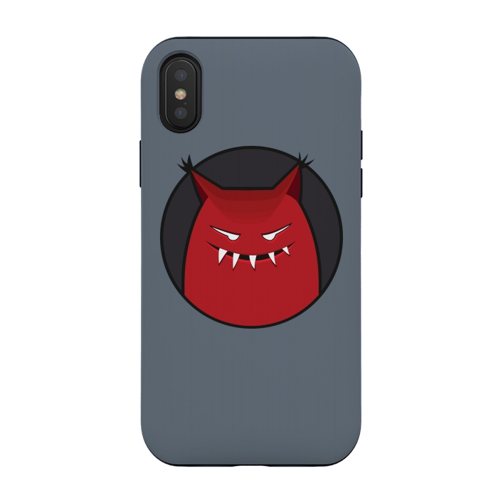 iPhone Xs / X StrongFit Red Evil Monster With Pointy Ears by Boriana Giormova