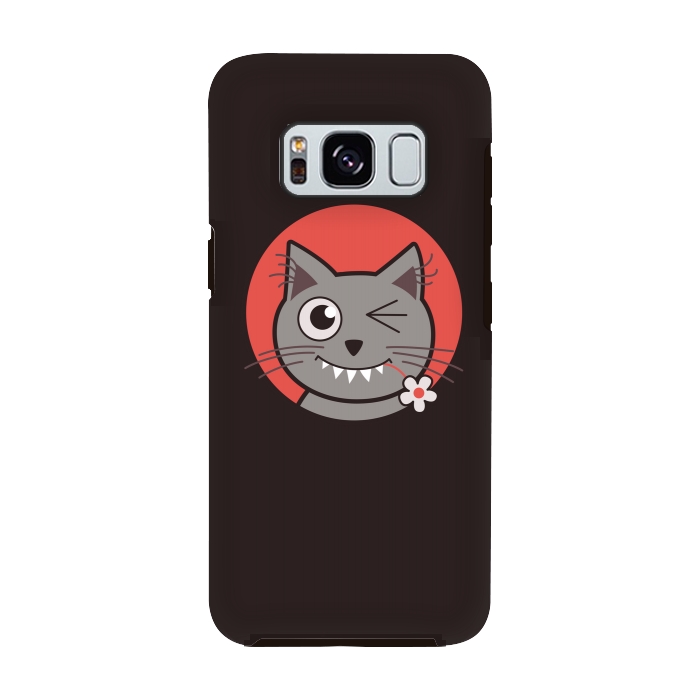 Galaxy S8 StrongFit Cute Winking Kitty Cat by Boriana Giormova