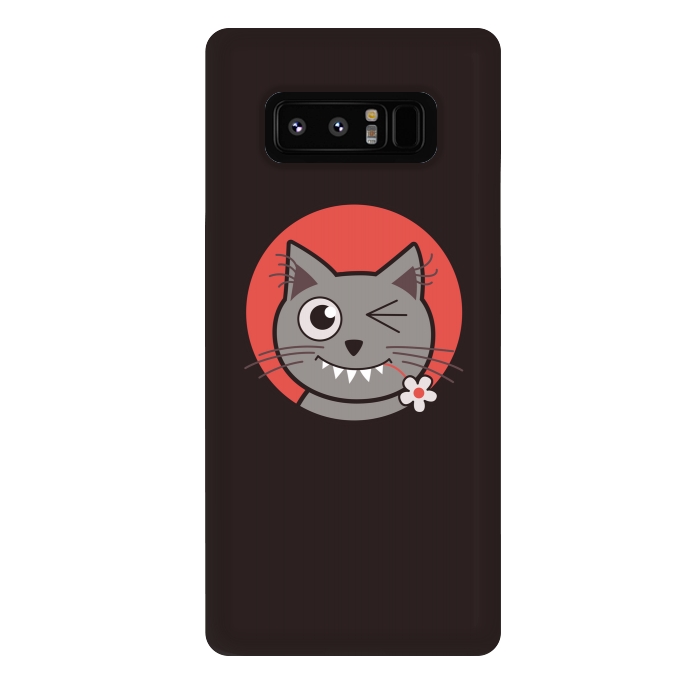 Galaxy Note 8 StrongFit Cute Winking Kitty Cat by Boriana Giormova