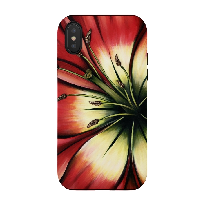 iPhone Xs / X StrongFit Red Lily Flower by Denise Cassidy Wood