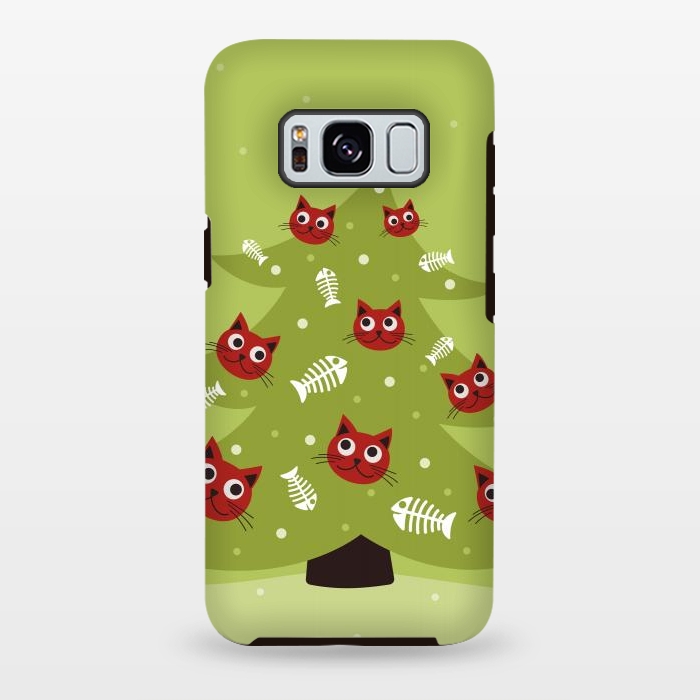Galaxy S8 plus StrongFit Cat Christmas Tree With Fish Ornaments by Boriana Giormova
