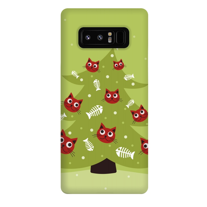 Galaxy Note 8 StrongFit Cat Christmas Tree With Fish Ornaments by Boriana Giormova