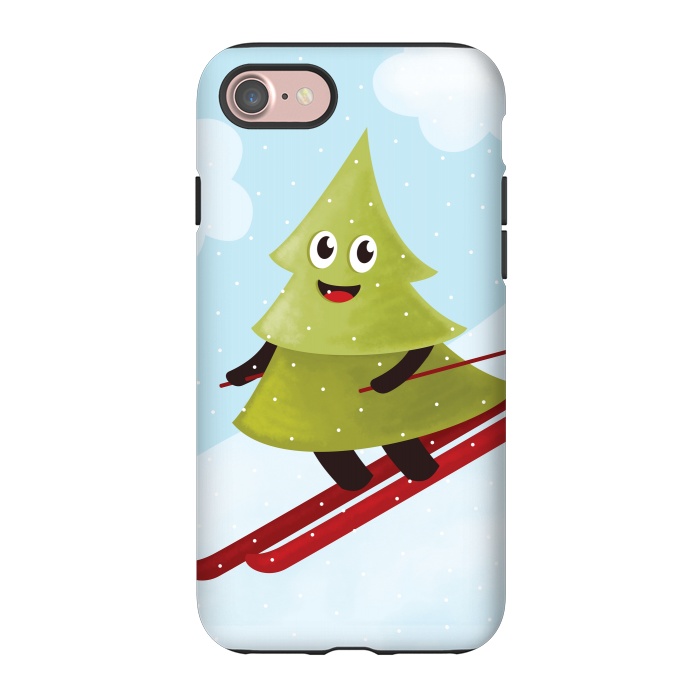 iPhone 7 StrongFit Happy Skiing Pine Tree by Boriana Giormova