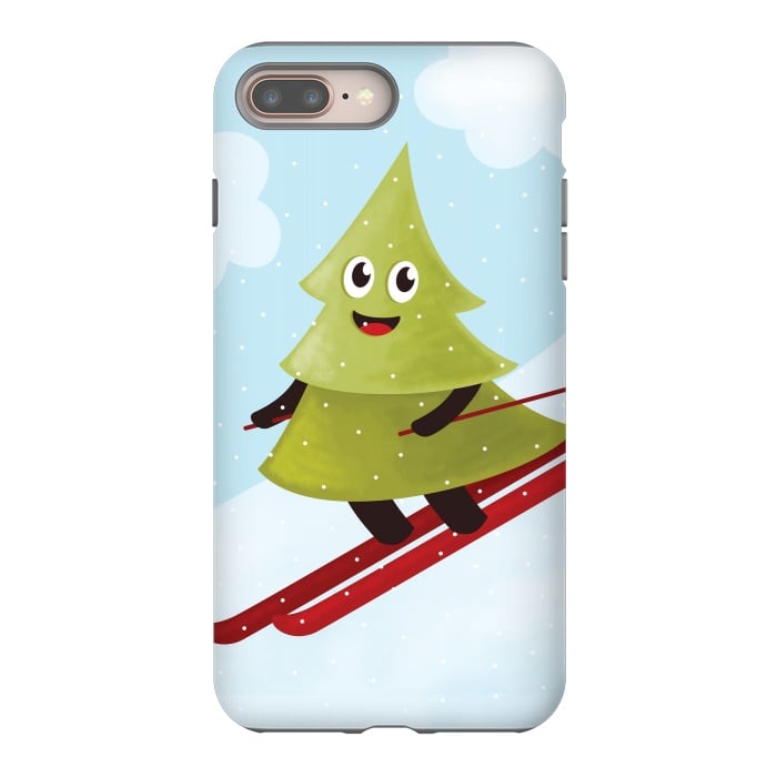 iPhone 7 plus StrongFit Happy Skiing Pine Tree by Boriana Giormova
