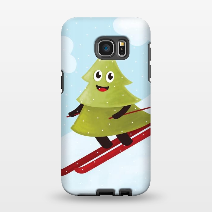 Galaxy S7 EDGE StrongFit Happy Skiing Pine Tree by Boriana Giormova