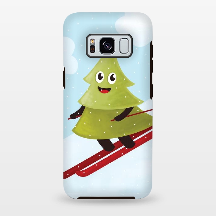 Galaxy S8 plus StrongFit Happy Skiing Pine Tree by Boriana Giormova