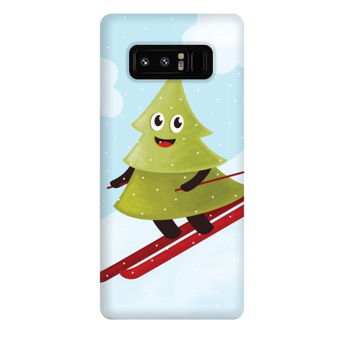 Galaxy Note 8 StrongFit Happy Skiing Pine Tree by Boriana Giormova