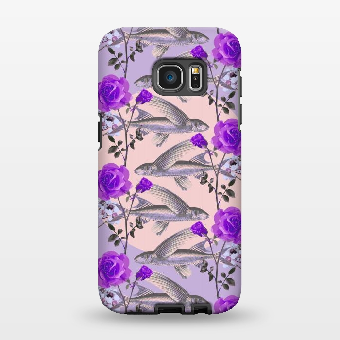 Galaxy S7 EDGE StrongFit Floral Fishies (Purple) by Zala Farah