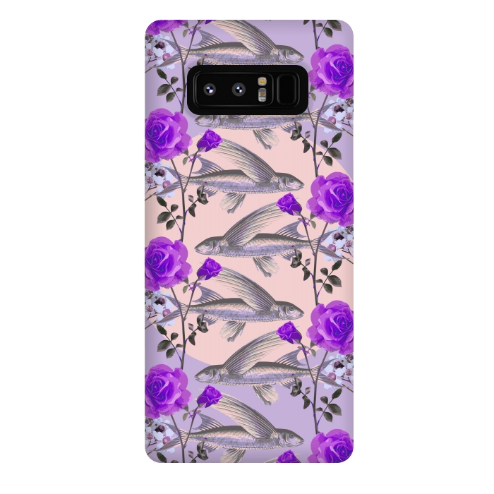 Galaxy Note 8 StrongFit Floral Fishies (Purple) by Zala Farah