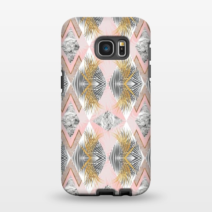 Galaxy S7 EDGE StrongFit Marbled tropical geometric pattern II by Mmartabc