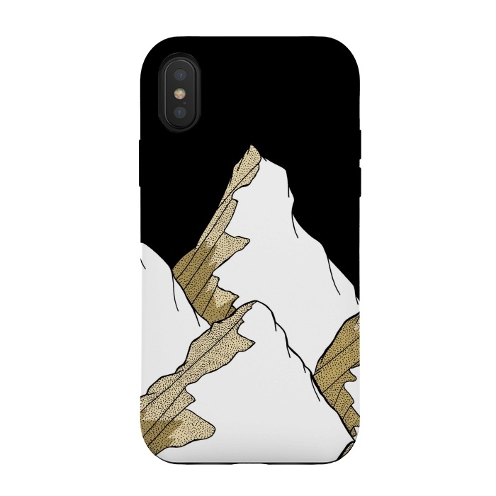 iPhone Xs / X StrongFit Gold Tone Mountains by Steve Wade (Swade)