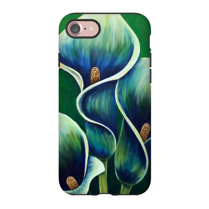 iPhone 7 StrongFit Blue Calla Lilies by Denise Cassidy Wood