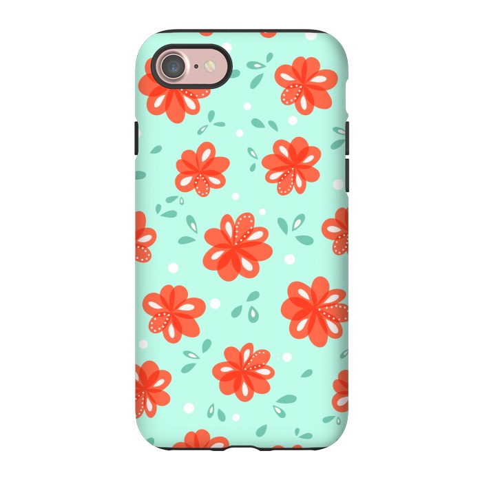 iPhone 7 StrongFit Cheerful Decorative Red Flowers Pattern by Boriana Giormova