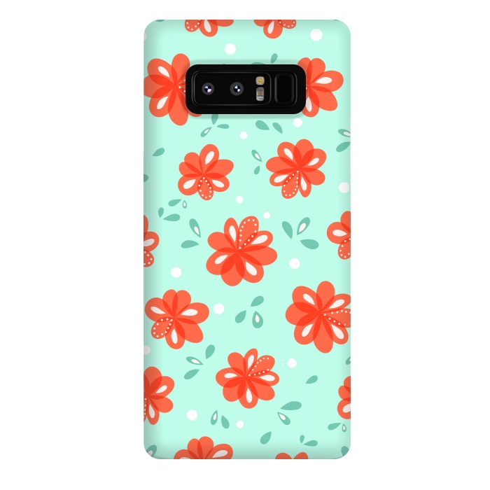 Galaxy Note 8 StrongFit Cheerful Decorative Red Flowers Pattern by Boriana Giormova