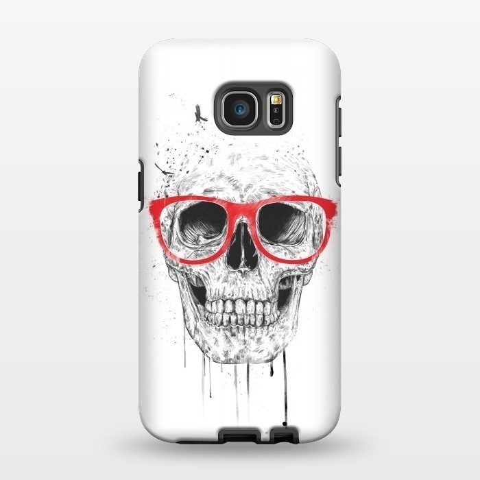 Galaxy S7 EDGE StrongFit Skull with red glasses by Balazs Solti