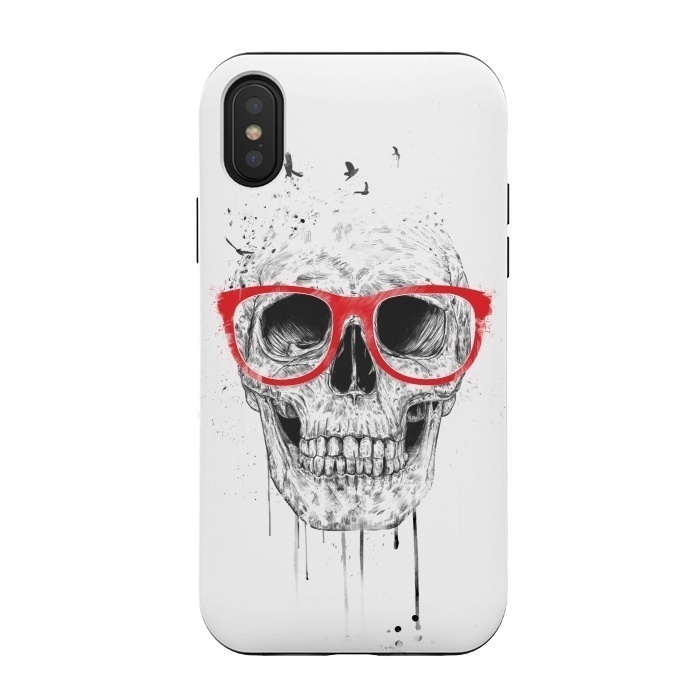 iPhone Xs / X StrongFit Skull with red glasses by Balazs Solti