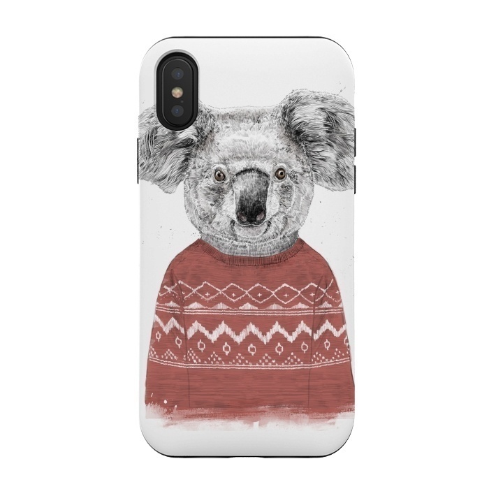 iPhone Xs / X StrongFit Winter koala (red) by Balazs Solti