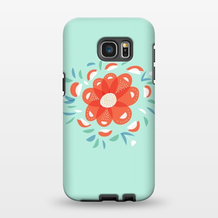 Galaxy S7 EDGE StrongFit Whimsical Decorative Red Flower by Boriana Giormova