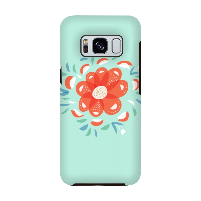 Galaxy S8 StrongFit Whimsical Decorative Red Flower by Boriana Giormova
