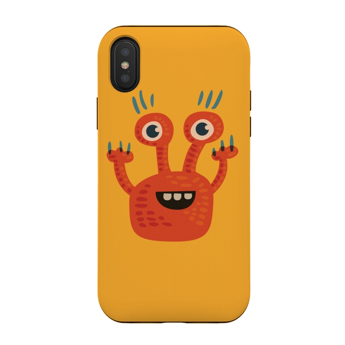 iPhone Xs / X StrongFit Funny Big Eyed Smiling Cute Monster by Boriana Giormova